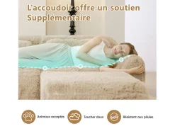 Sofá|DripeX Sofá Modular 4 lugares em tecido peluche, com 4 almofadas, sem estrutura, 378x104x73cm, Caqui