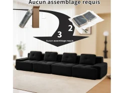 DripeX Sofá Modular 4 lugares em Veludo cotelê, com 4 almofadas, 382x104x69cm,^ Sofá