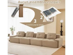 DripeX Sofá Modular 4 lugares em Veludo cotelê, com 4 almofadas, 382x104x69cm,^ Sofá