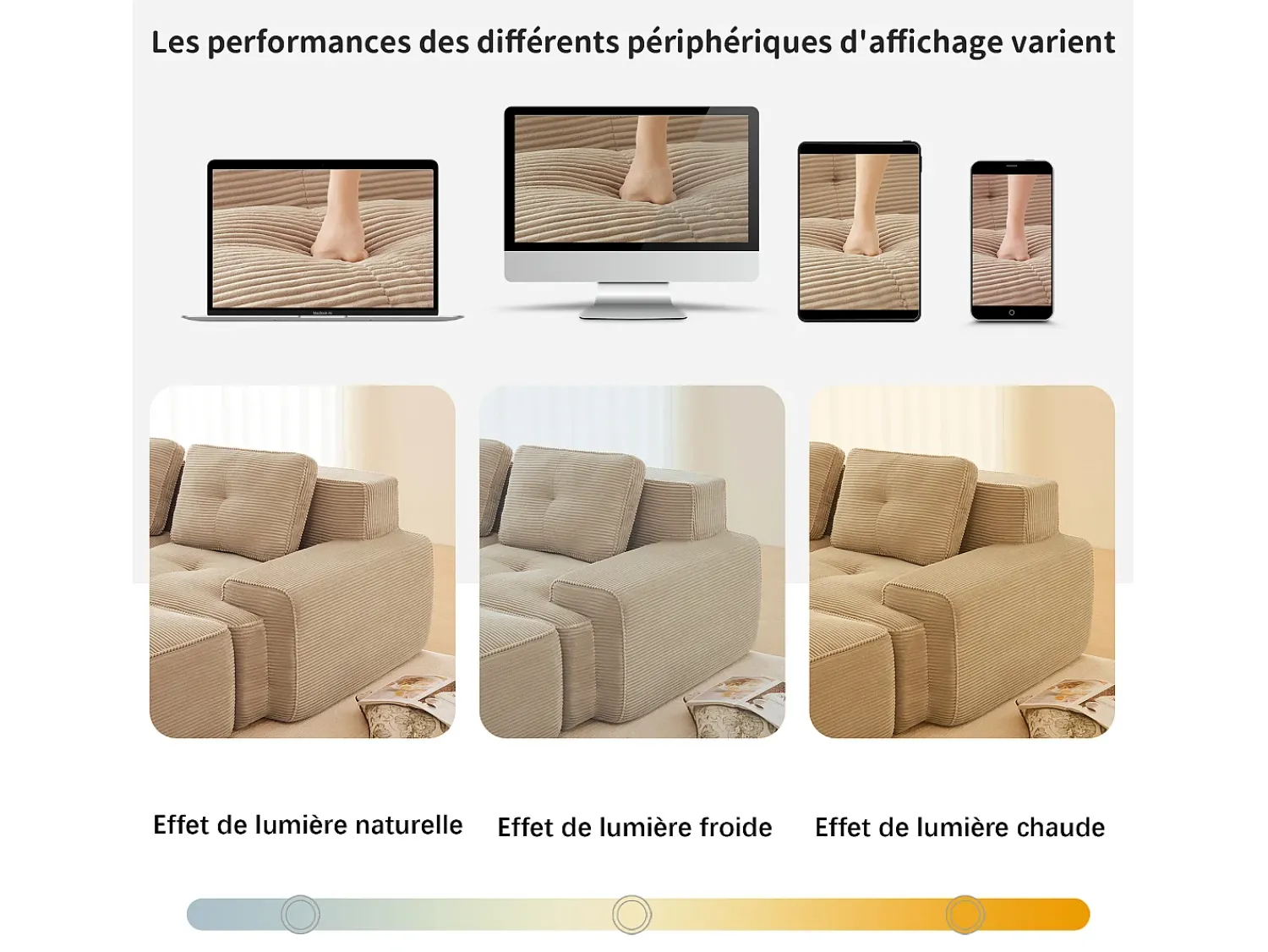 DripeX Sofá Modular 4 lugares em Veludo cotelê, com 4 almofadas, 382x104x69cm,^ Sofá