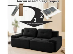 DripeX Sofá Modular 2 lugares em Veludo cotelê com 2 almofadas, sem montagem, 204x104x69cm,^ Sofá