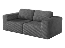 Hot DripeX Sofá Modular 2 lugares em Veludo Cotelê, com 2 almofadas, 202x101x82cm, Cinza Cinzento
