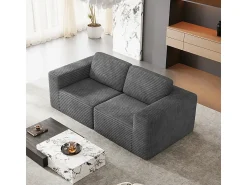Hot DripeX Sofá Modular 2 lugares em Veludo Cotelê, com 2 almofadas, 202x101x82cm, Cinza Cinzento