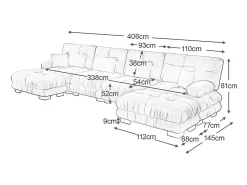Sofá|DripeX Sofá modular canto 4 lugares - com 2 puff e 6 almofadas - DIY formato U/L - 406x145x81cm - Cinza Cinzento