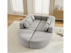 Merax Sofá modular Cloud com função de cama - 292 x 165 x 68 cm - não requer montagem - chenille - cinza Cinzento