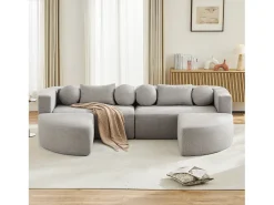 Merax Sofá modular Cloud com função de cama - 292 x 165 x 68 cm - não requer montagem - chenille - cinza Cinzento