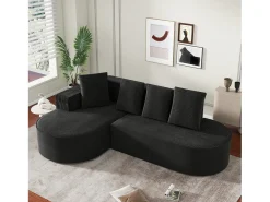Sofá|KOMHTOM Sofá modular com chaise longue em L, assento profundo, estofamento em espuma comprimida, Preto