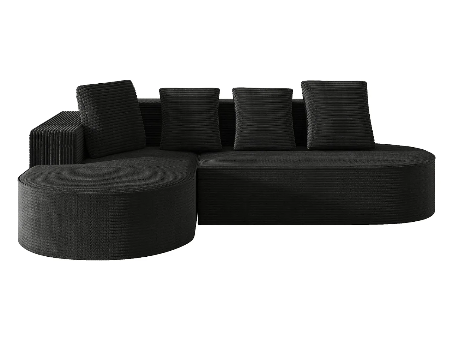 Sofá|KOMHTOM Sofá modular com chaise longue em L, assento profundo, estofamento em espuma comprimida, Preto