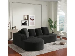 Sofá|KOMHTOM Sofá modular com chaise longue em L, assento profundo, estofamento em espuma comprimida, Preto