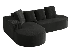 Sofá|KOMHTOM Sofá modular com chaise longue em L, assento profundo, estofamento em espuma comprimida, Preto