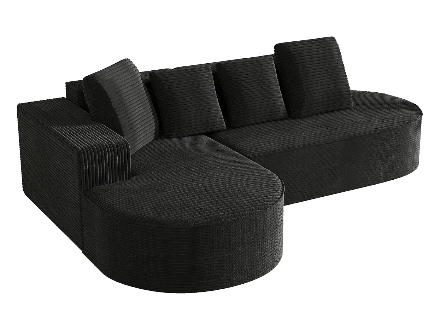 Sofá|KOMHTOM Sofá modular com chaise longue em L, assento profundo, estofamento em espuma comprimida, Preto
