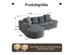 Sofá*KOMHTOM Sofá modular com chaise longue em L, assento profundo, estofamento em espuma comprimida, cor cinza. Cinzento