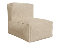 Vente-unique Sofá modular com poltrona e pufe em veludo canleado NOUMARA Bege