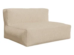 Vente-unique Sofá modular com poltrona e pufe em veludo canleado NOUMARA Bege