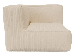 Vente-unique Sofá modular com poltrona e pufe em veludo canleado NOUMARA Bege