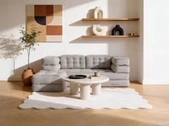 Sofá|Vente-unique Sofá modular conversível em tecido de cor cinzenta DILAKO Cinzento