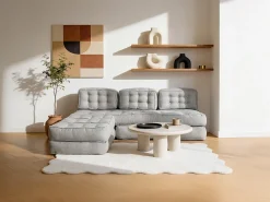 Sofá|Vente-unique Sofá modular conversível em tecido de cor cinzenta DILAKO Cinzento