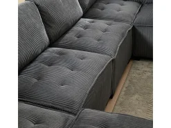 New DripeX Sofá modular conversível em veludo cinza - 6 lugares - ergonômico - com bolsos de armazenamento - 308x154x82cm Cinzento