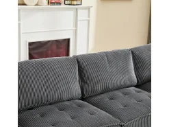New DripeX Sofá modular conversível em veludo cinza - 6 lugares - ergonômico - com bolsos de armazenamento - 308x154x82cm Cinzento