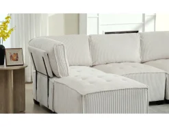 New DripeX Sofá modular conversível em veludo cinza - 6 lugares - ergonômico - com bolsos de armazenamento - 308x154x82cm Cinzento