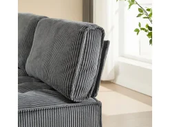 New DripeX Sofá modular conversível em veludo cinza - 6 lugares - ergonômico - com bolsos de armazenamento - 308x154x82cm Cinzento
