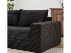 Best Hauss Spole Sofá modular convertível de 2 lugares com pufes amovíveis - Veludo cotelê Preto