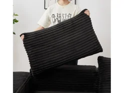 Best Hauss Spole Sofá modular convertível de 2 lugares com pufes amovíveis - Veludo cotelê Preto