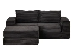 Best Hauss Spole Sofá modular convertível de 2 lugares com pufes amovíveis - Veludo cotelê Preto