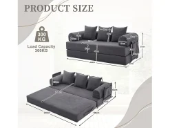 Sofá|Hauss Spole Sofá modular convertível de 3 lugares com 3 almofadas e bolso lateral - Veludo cotelê escuro Cinzento