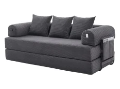 Sofá|Hauss Spole Sofá modular convertível de 3 lugares com 3 almofadas e bolso lateral - Veludo cotelê escuro Cinzento