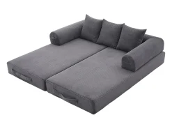 Sofá|Hauss Spole Sofá modular convertível de 3 lugares com 3 almofadas e bolso lateral - Veludo cotelê escuro Cinzento
