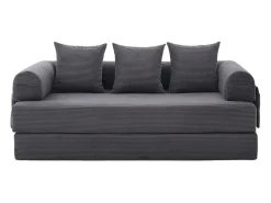 Sofá|Hauss Spole Sofá modular convertível de 3 lugares com 3 almofadas e bolso lateral - Veludo cotelê escuro Cinzento