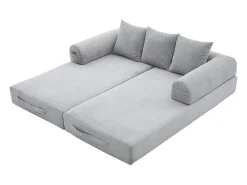 Sofá*Hauss Spole Sofá modular convertível de 3 lugares com 3 almofadas e bolso lateral - Veludo cotelê cinza claro Cinzento claro