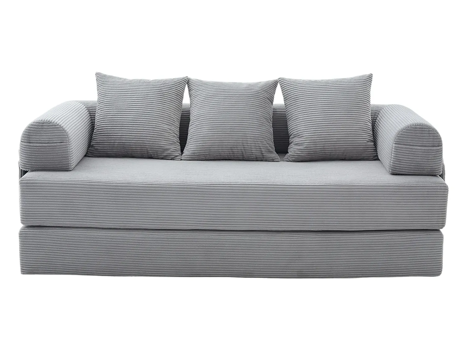 Sofá*Hauss Spole Sofá modular convertível de 3 lugares com 3 almofadas e bolso lateral - Veludo cotelê cinza claro Cinzento claro
