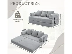 Sofá*Hauss Spole Sofá modular convertível de 3 lugares com 3 almofadas e bolso lateral - Veludo cotelê cinza claro Cinzento claro