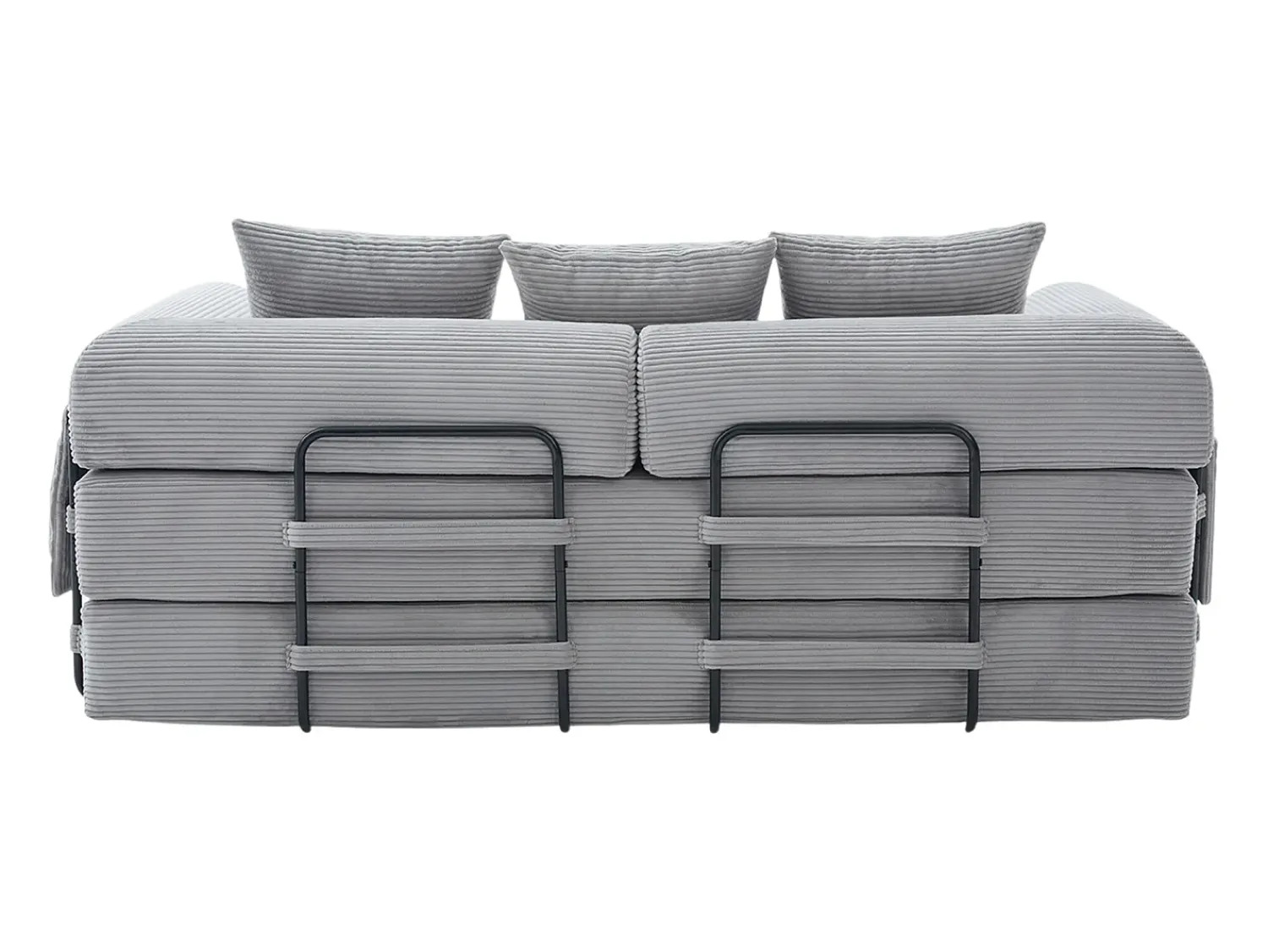 Sofá*Hauss Spole Sofá modular convertível de 3 lugares com 3 almofadas e bolso lateral - Veludo cotelê cinza claro Cinzento claro