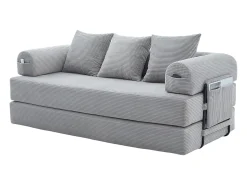Sofá*Hauss Spole Sofá modular convertível de 3 lugares com 3 almofadas e bolso lateral - Veludo cotelê cinza claro Cinzento claro
