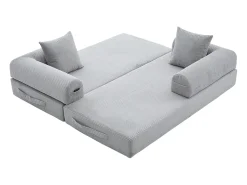 Sofá*Hauss Spole Sofá modular convertível de 3 lugares com 3 almofadas e bolso lateral - Veludo cotelê cinza claro Cinzento claro