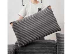 New Hauss Spole Sofá modular convertível de 2 lugares com pufes amovíveis - Veludo cotelê Cinzento