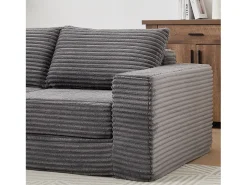 New Hauss Spole Sofá modular convertível de 2 lugares com pufes amovíveis - Veludo cotelê Cinzento