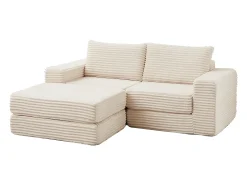 New Hauss Spole Sofá modular convertível de 2 lugares com pufes amovíveis - Veludo cotelê Bege