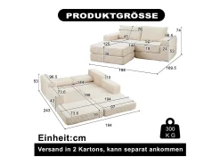 New Hauss Spole Sofá modular convertível de 2 lugares com pufes amovíveis - Veludo cotelê Bege