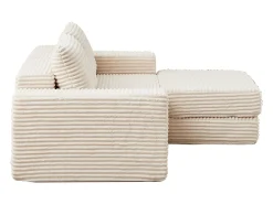 New Hauss Spole Sofá modular convertível de 2 lugares com pufes amovíveis - Veludo cotelê Bege