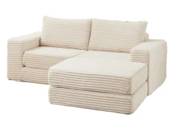 New Hauss Spole Sofá modular convertível de 2 lugares com pufes amovíveis - Veludo cotelê Bege
