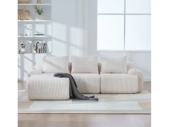 Sale Merax Sofá modular de 3 lugares - 268 x 174 x 80 cm - com 1 pufe + porta-copos + bolso de arrumação - veludo - Bege