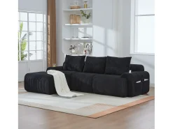 Merax Sofá modular de 3 lugares - 268 x 174 x 80 cm - com 1 pufe + porta-copos + bolso de arrumação - veludo -^ Sofá