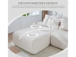 Merax Sofá modular de 2 lugares - 200 x 174 x 80 cm - com 1 pufe + porta-copos + bolso de arrumação - veludo -^ Sofá