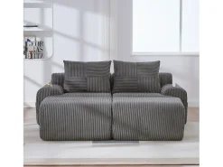 Sofá|Merax Sofá modular de 2 lugares - 200 x 174 x 80 cm - com 2 pufes + porta-copos + compartimento de arrumação - veludo - cinza escuro Cinzento