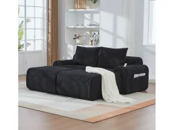 Merax Sofá modular de 2 lugares - 200 x 174 x 80 cm - com 2 pufes + porta-copos + compartimento de arrumação - veludo -^ Sofá