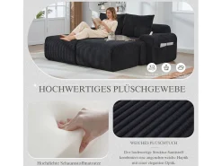 Merax Sofá modular de 2 lugares - 200 x 174 x 80 cm - com 2 pufes + porta-copos + compartimento de arrumação - veludo -^ Sofá